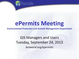 ePermits Meeting Environmental Protection and Growth Management Department