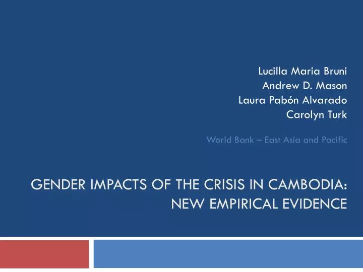 gender impacts of the crisis in cambodia new empirical evidence
