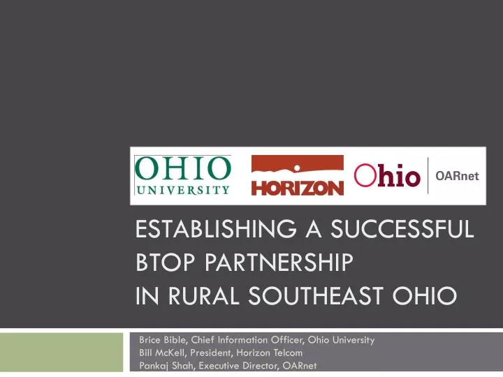 establishing a successful btop partnership in rural southeast ohio