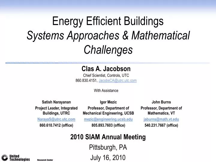 energy efficient buildings systems approaches mathematical challenges