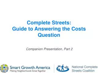 Complete Streets: Guide to Answering the Costs Question