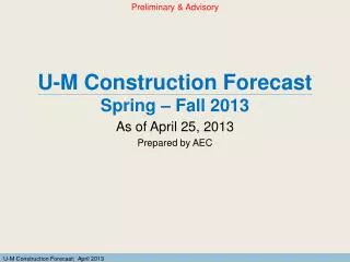 U-M Construction Forecast Spring – Fall 2013
