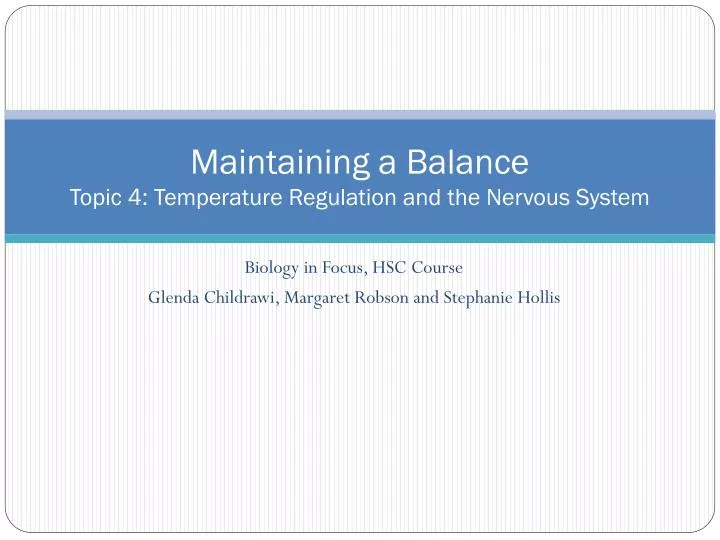 maintaining a balance topic 4 temperature regulation and the nervous system