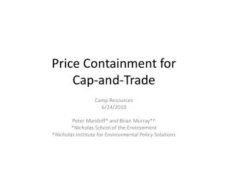 Price Containment for Cap-and-Trade