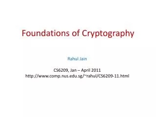 Foundations of Cryptography