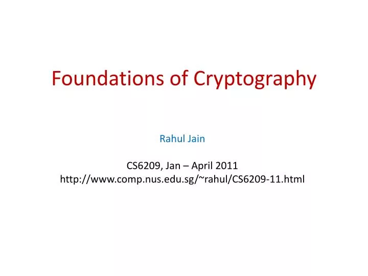 foundations of cryptography
