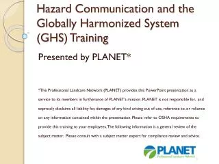 Hazard Communication and the Globally Harmonized System (GHS) Training