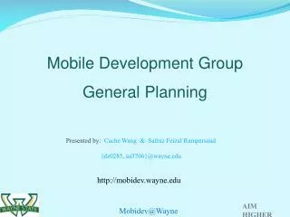 Mobile Development Group General Planning