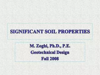 SIGNIFICANT SOIL PROPERTIES