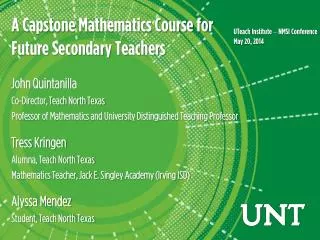 A Capstone Mathematics Course for Future Secondary Teachers