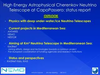 High Energy Astrophysical Cherenkov Neutrino Telescope at CapoPassero : status report
