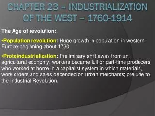 chapter 23 industrialization of the west 1760 1914
