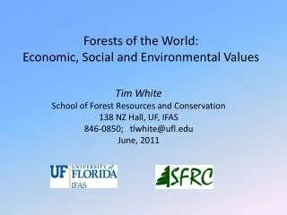 Forests of the World: Economic, Social and Environmental Values