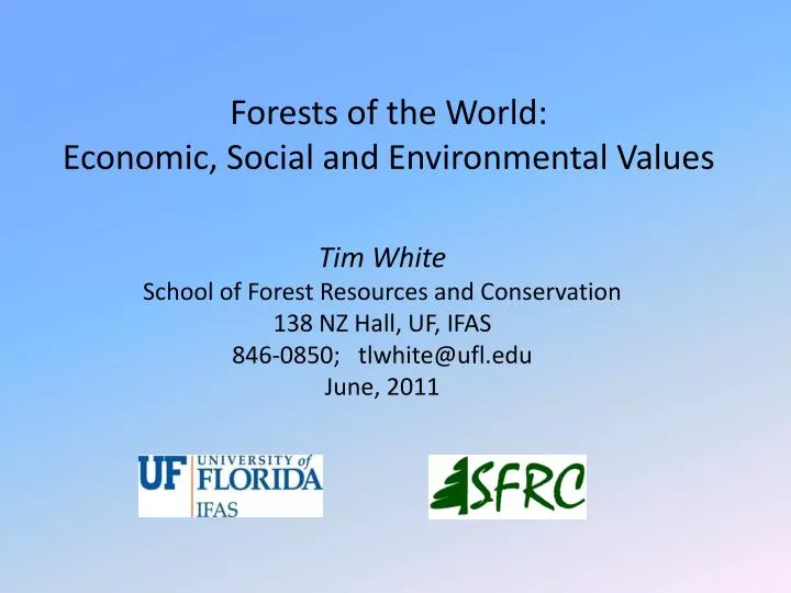 forests of the world economic social and environmental values
