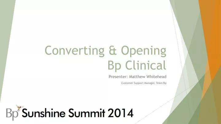 converting opening bp clinical
