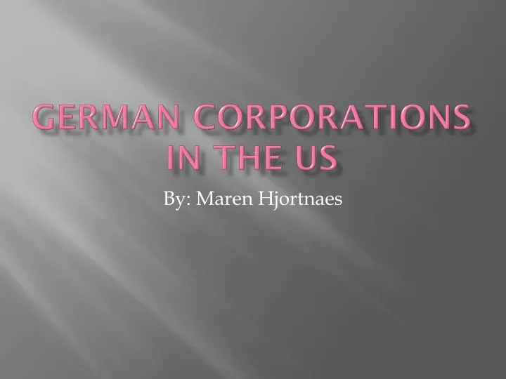 german corporations in the us