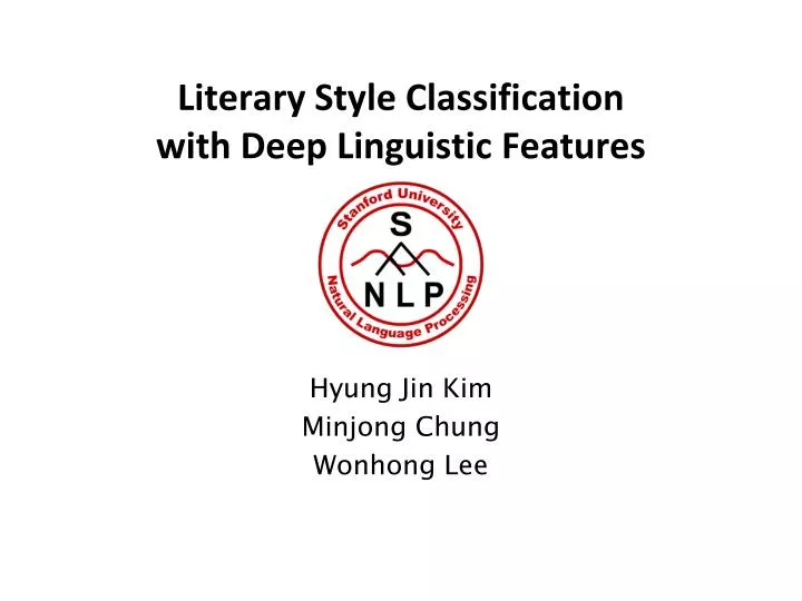 literary style classification with deep linguistic features