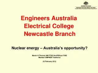 Engineers Australia Electrical College Newcastle Branch