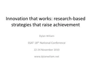 Innovation that works: research-based strategies that raise achievement