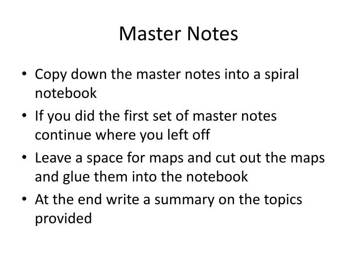 master notes