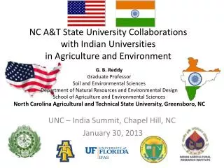 NC A&amp;T State University Collaborations with Indian Universities in Agriculture and Environment