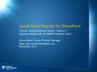 Quest Notes Migrator for SharePoint