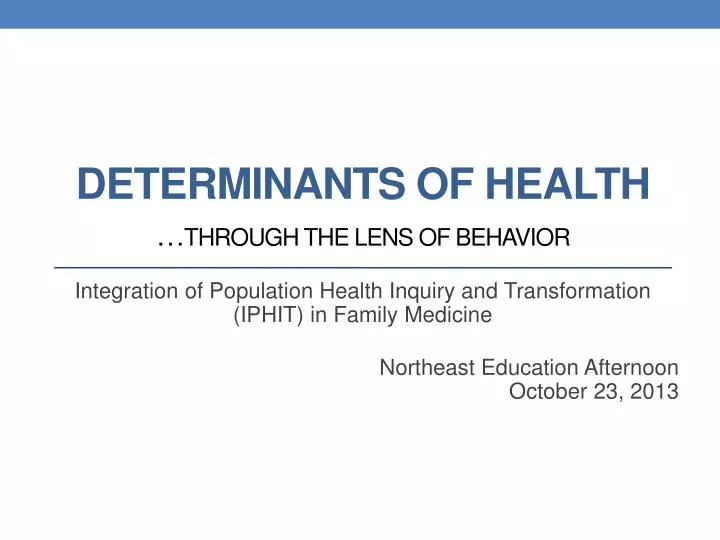 determinants of health through the lens of behavior