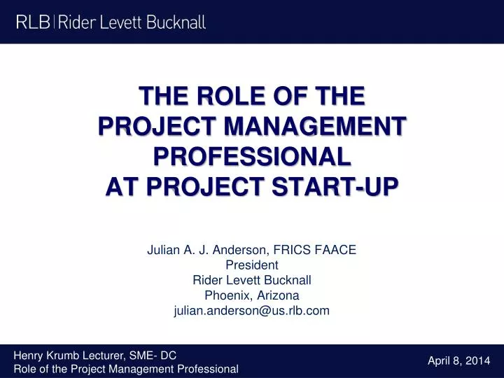 the role of the project management professional at project start up