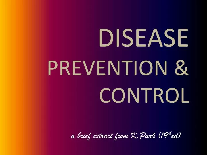disease prevention control