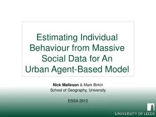 Estimating Individual Behaviour from Massive Social Data for An Urban Agent-Based Model