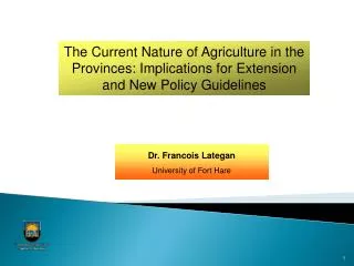 The Current Nature of Agriculture in the Provinces: Implications for Extension and New Policy Guidelines