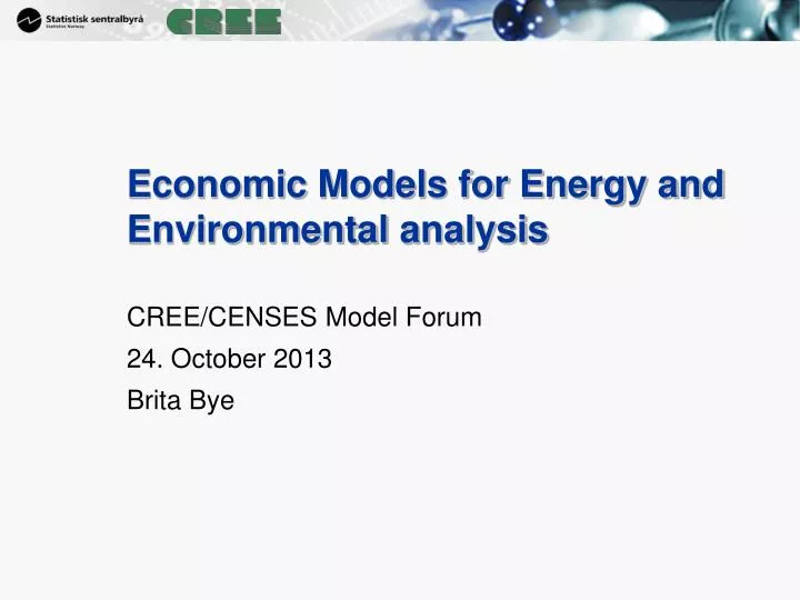 economic m odels for energy and environmental analysis