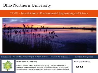 CE 3231 - Introduction to Environmental Engineering and Science