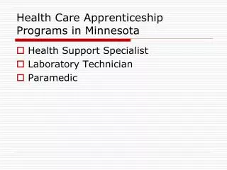 Health Care Apprenticeship Programs in Minnesota