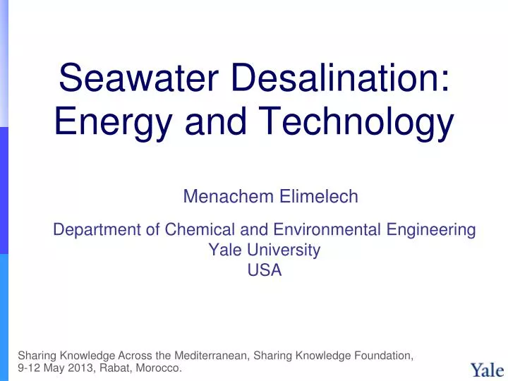 seawater desalination energy and technology