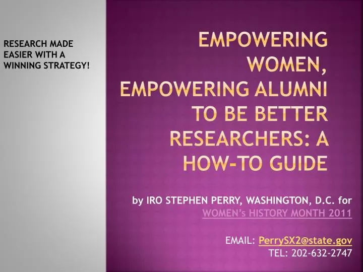 empowering women empowering alumni to be better researchers a how to guide
