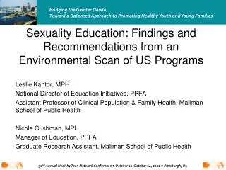 Sexuality Education: Findings and Recommendations from an Environmental Scan of US Programs
