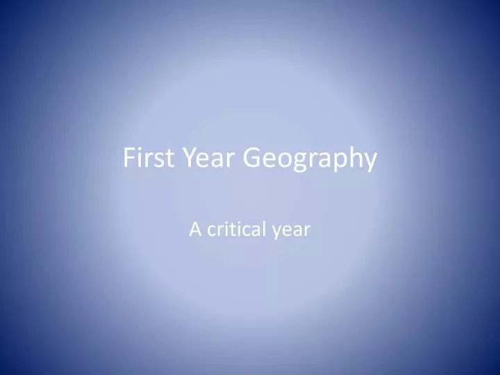 first year geography