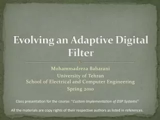 Evolving an Adaptive Digital Filter