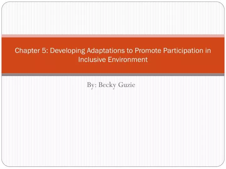 chapter 5 developing adaptations to promote participation in inclusive environment