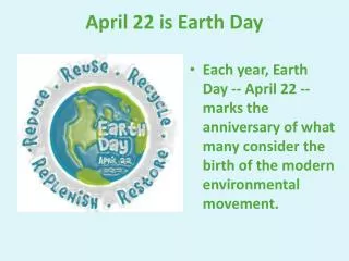 April 22 is Earth Day