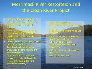 Merrimack River Restoration and the Clean River Project