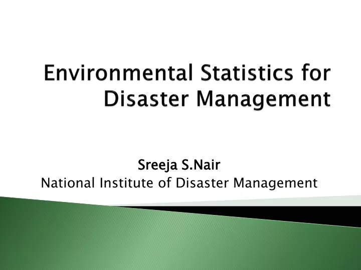 environmental statistics for disaster management