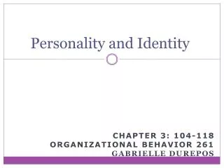 Personality and Identity