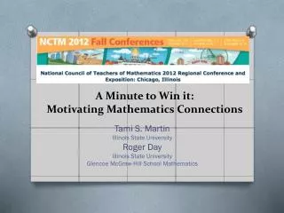 A Minute to Win it: Motivating Mathematics Connections
