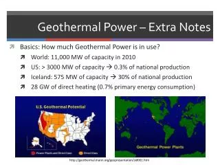 Geothermal Power – Extra Notes