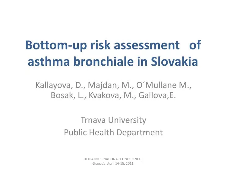 bottom up risk assessment of asthma bronchiale in slovakia