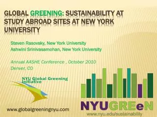 Global Greening: Sustainability at Study Abroad Sites at New York University