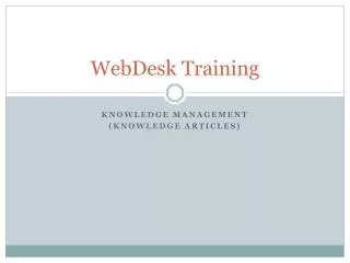 WebDesk Training