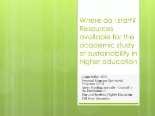 Where do I start? Resources available for the academic study of sustainability in higher education